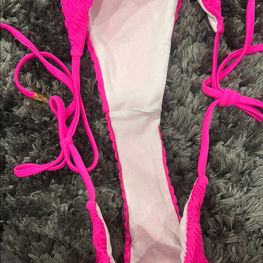 Hot Pink Ruched Bikini Bottom - Picture 4 of 5